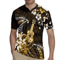 Hawaii Ukulele Rugby Jersey Polynesian Pattern Mix Hibiscus Gold Version LT05 - Polynesian Pride