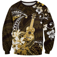 Hawaii Ukulele Sweatshirt Polynesian Pattern Mix Hibiscus Gold Version LT05 Unisex Gold - Polynesian Pride