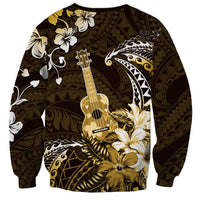 Hawaii Ukulele Sweatshirt Polynesian Pattern Mix Hibiscus Gold Version LT05 - Polynesian Pride
