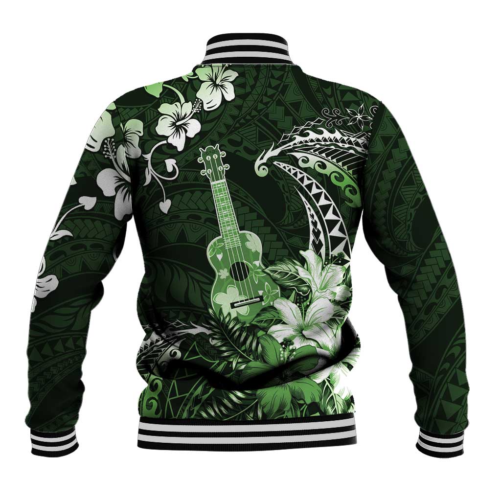 Hawaii Ukulele Baseball Jacket Polynesian Pattern Mix Hibiscus Green Version LT05 - Polynesian Pride