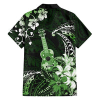 Hawaii Ukulele Family Matching Short Sleeve Bodycon Dress and Hawaiian Shirt Polynesian Pattern Mix Hibiscus Green Version LT05 - Polynesian Pride