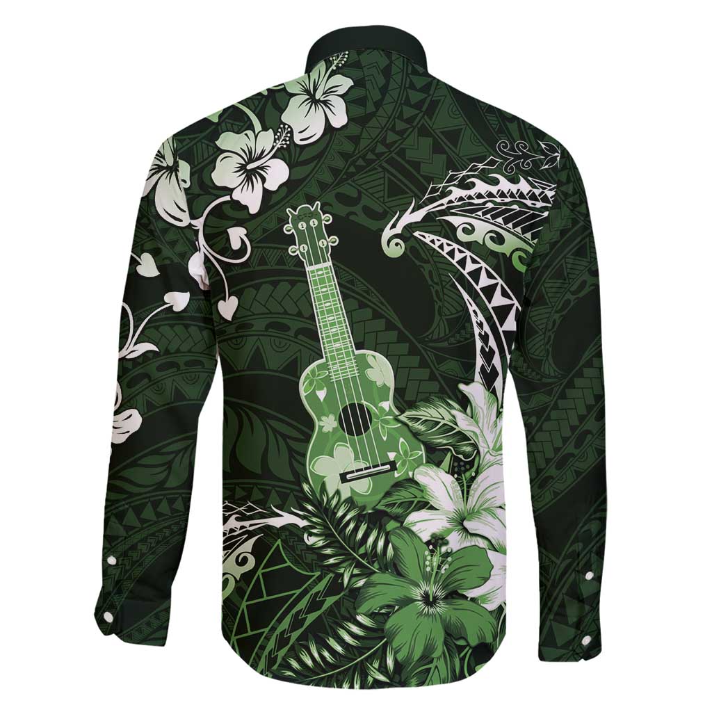 Hawaii Ukulele Family Matching Tank Maxi Dress and Hawaiian Shirt Polynesian Pattern Mix Hibiscus Green Version LT05 - Polynesian Pride