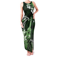 Hawaii Ukulele Family Matching Tank Maxi Dress and Hawaiian Shirt Polynesian Pattern Mix Hibiscus Green Version LT05 Mom's Dress Green - Polynesian Pride