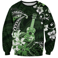 Hawaii Ukulele Sweatshirt Polynesian Pattern Mix Hibiscus Green Version LT05 Unisex Green - Polynesian Pride