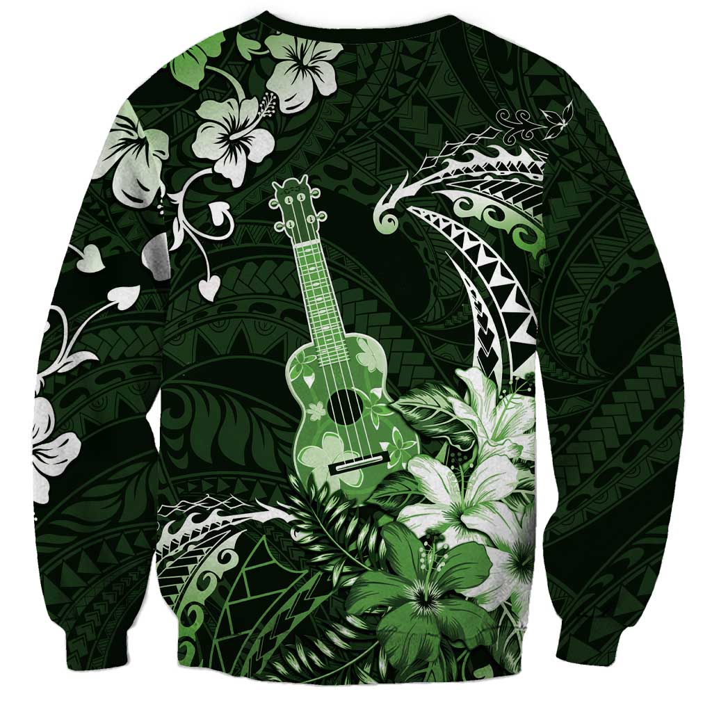 Hawaii Ukulele Sweatshirt Polynesian Pattern Mix Hibiscus Green Version LT05 - Polynesian Pride