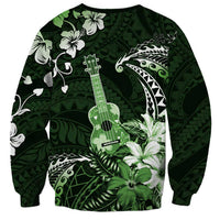 Hawaii Ukulele Sweatshirt Polynesian Pattern Mix Hibiscus Green Version LT05 - Polynesian Pride