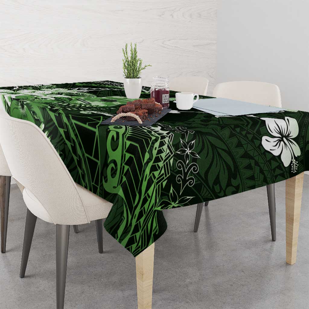 Hawaii Ukulele Tablecloth Polynesian Pattern Mix Hibiscus Green Version LT05 - Polynesian Pride
