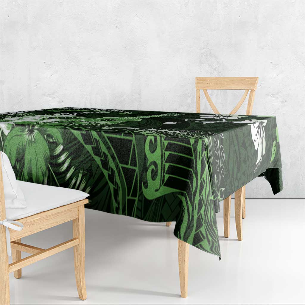 Hawaii Ukulele Tablecloth Polynesian Pattern Mix Hibiscus Green Version LT05 - Polynesian Pride
