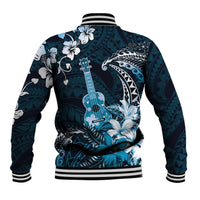 Hawaii Ukulele Baseball Jacket Polynesian Pattern Mix Hibiscus Blue Version LT05 - Polynesian Pride