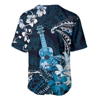 Hawaii Ukulele Baseball Jersey Polynesian Pattern Mix Hibiscus Blue Version LT05 - Polynesian Pride