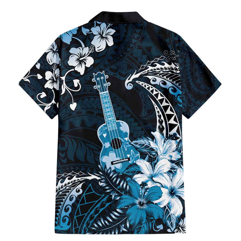 Hawaii Ukulele Family Matching Mermaid Dress and Hawaiian Shirt Polynesian Pattern Mix Hibiscus Blue Version LT05 - Polynesian Pride