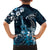 Hawaii Ukulele Family Matching Off The Shoulder Long Sleeve Dress and Hawaiian Shirt Polynesian Pattern Mix Hibiscus Blue Version LT05