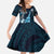 Hawaii Ukulele Family Matching Off The Shoulder Long Sleeve Dress and Hawaiian Shirt Polynesian Pattern Mix Hibiscus Blue Version LT05