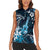 Hawaii Ukulele Women Sleeveless Polo Shirt Polynesian Pattern Mix Hibiscus Blue Version LT05