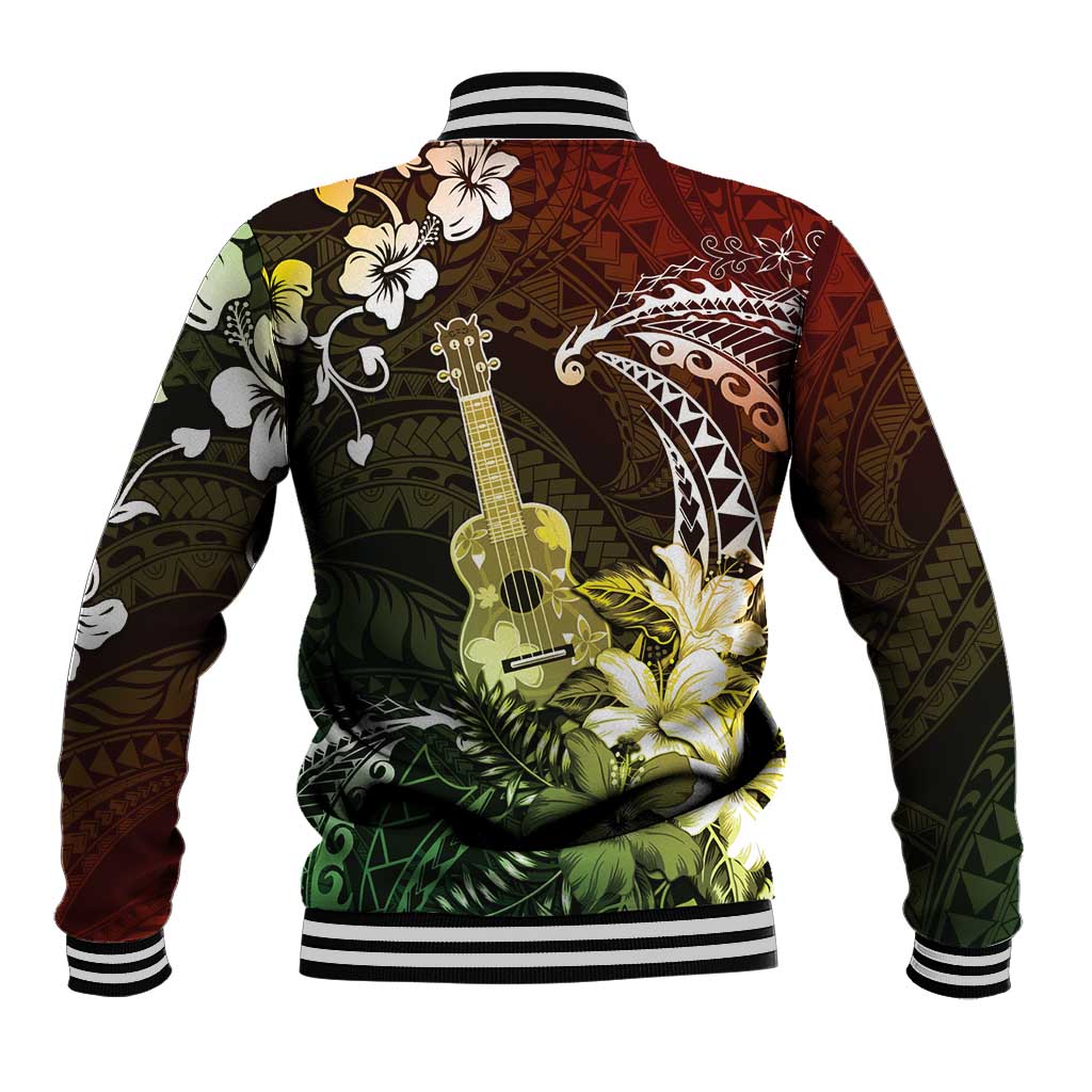 Hawaii Ukulele Baseball Jacket Polynesian Pattern Mix Hibiscus Reggae Version LT05 - Polynesian Pride