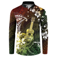 Hawaii Ukulele Button Sweatshirt Polynesian Pattern Mix Hibiscus Reggae Version LT05 Reggae - Polynesian Pride