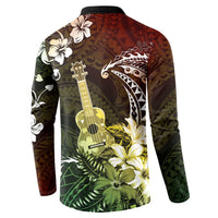 Hawaii Ukulele Button Sweatshirt Polynesian Pattern Mix Hibiscus Reggae Version LT05 - Polynesian Pride