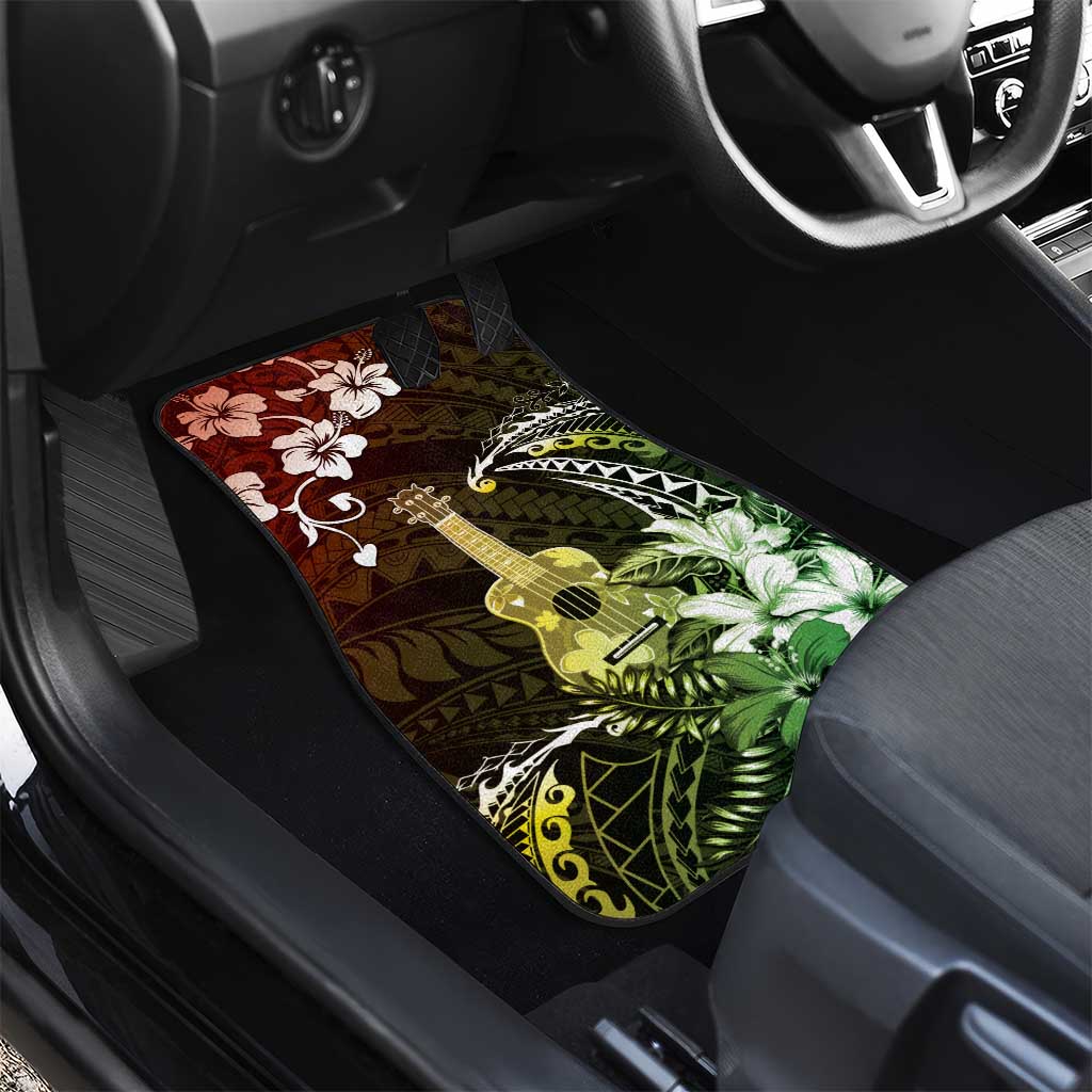 Hawaii Ukulele Car Mats Polynesian Pattern Mix Hibiscus Reggae Version