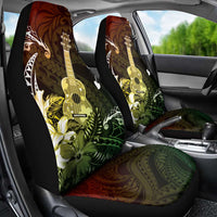 Hawaii Ukulele Car Seat Cover Polynesian Pattern Mix Hibiscus Reggae Version