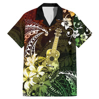 Hawaii Ukulele Family Matching Mermaid Dress and Hawaiian Shirt Polynesian Pattern Mix Hibiscus Reggae Version LT05 Dad's Shirt - Short Sleeve Reggae - Polynesian Pride