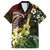 Hawaii Ukulele Family Matching Off The Shoulder Long Sleeve Dress and Hawaiian Shirt Polynesian Pattern Mix Hibiscus Reggae Version LT05