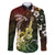 Hawaii Ukulele Family Matching Off The Shoulder Long Sleeve Dress and Hawaiian Shirt Polynesian Pattern Mix Hibiscus Reggae Version LT05