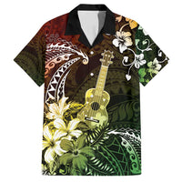 Hawaii Ukulele Family Matching Puletasi and Hawaiian Shirt Polynesian Pattern Mix Hibiscus Reggae Version LT05