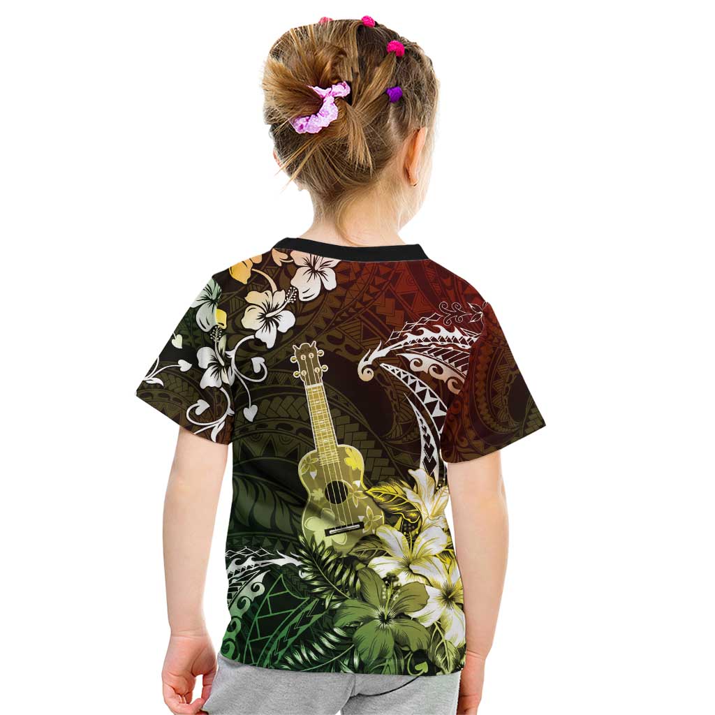 Hawaii Ukulele Kid T Shirt Polynesian Pattern Mix Hibiscus Reggae Version LT05 - Polynesian Pride