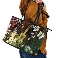 Hawaii Ukulele Leather Tote Bag Polynesian Pattern Mix Hibiscus Reggae Version LT05 - Polynesian Pride