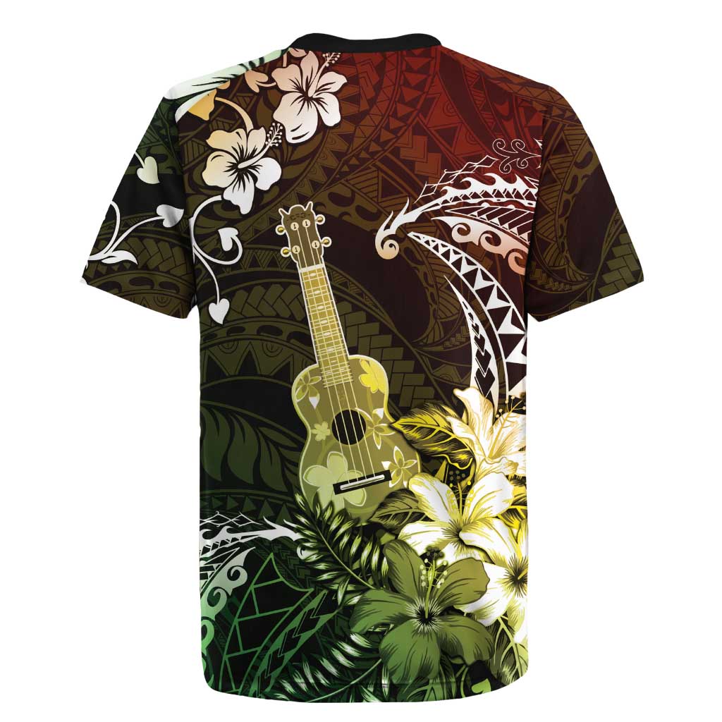 Hawaii Ukulele Rugby Jersey Polynesian Pattern Mix Hibiscus Reggae Version LT05 - Polynesian Pride