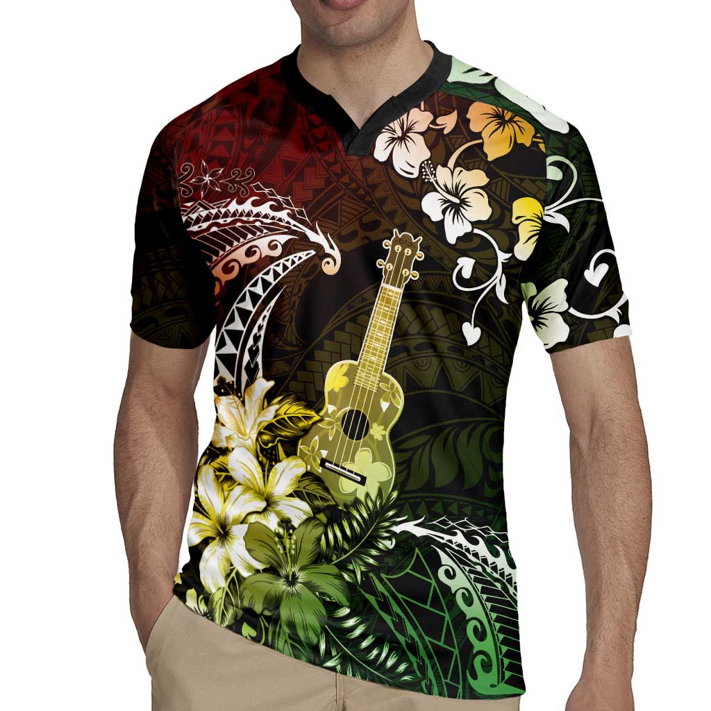 Hawaii Ukulele Rugby Jersey Polynesian Pattern Mix Hibiscus Reggae Version LT05 - Polynesian Pride