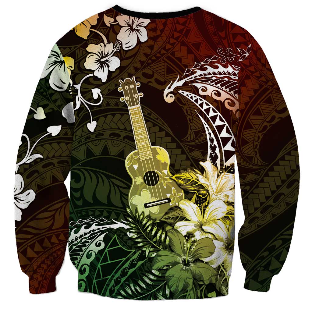 Hawaii Ukulele Sweatshirt Polynesian Pattern Mix Hibiscus Reggae Version LT05 - Polynesian Pride