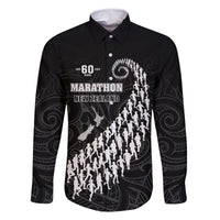 Custom New Zealand Marathon Family Matching Mermaid Dress and Hawaiian Shirt Maori Style LT05 Dad's Shirt - Long Sleeve Black - Polynesian Pride