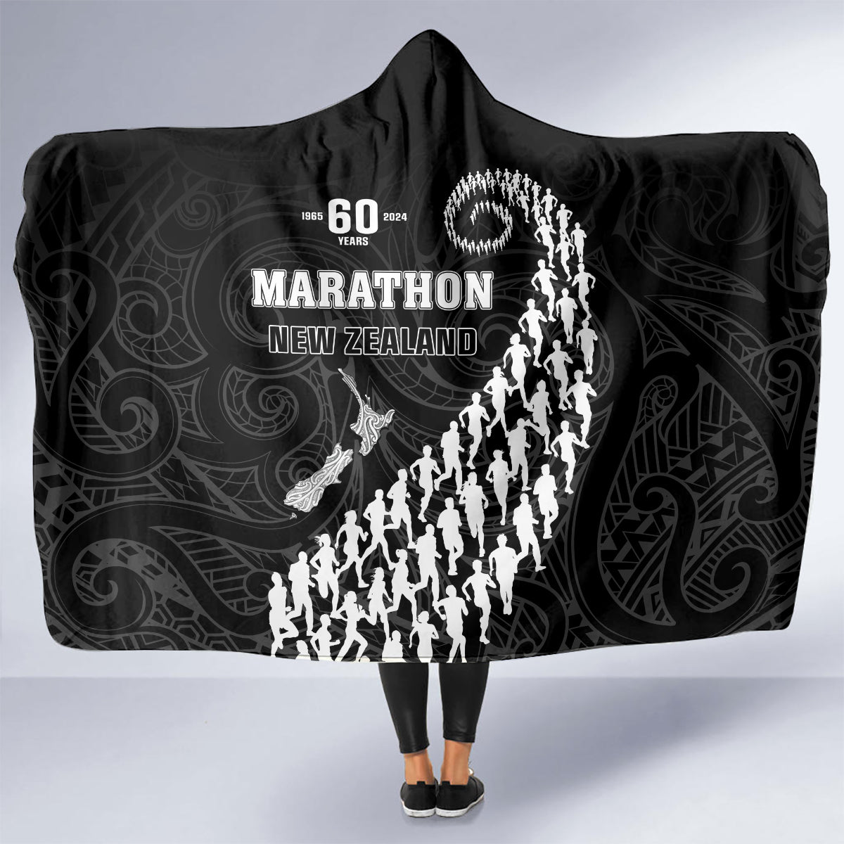 New Zealand Marathon Hooded Blanket Maori Style