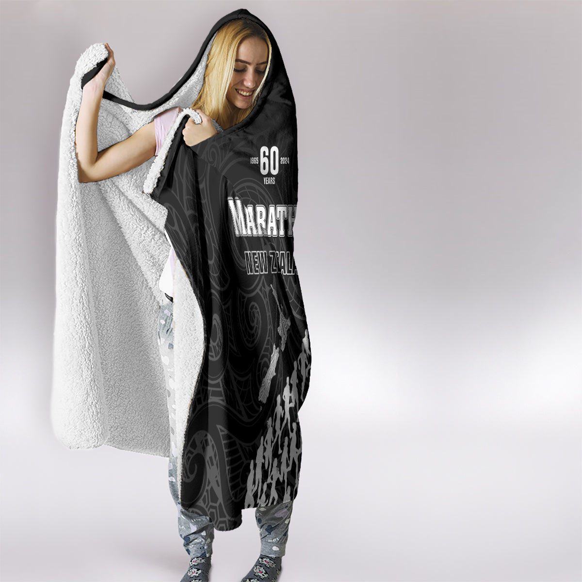 New Zealand Marathon Hooded Blanket Maori Style