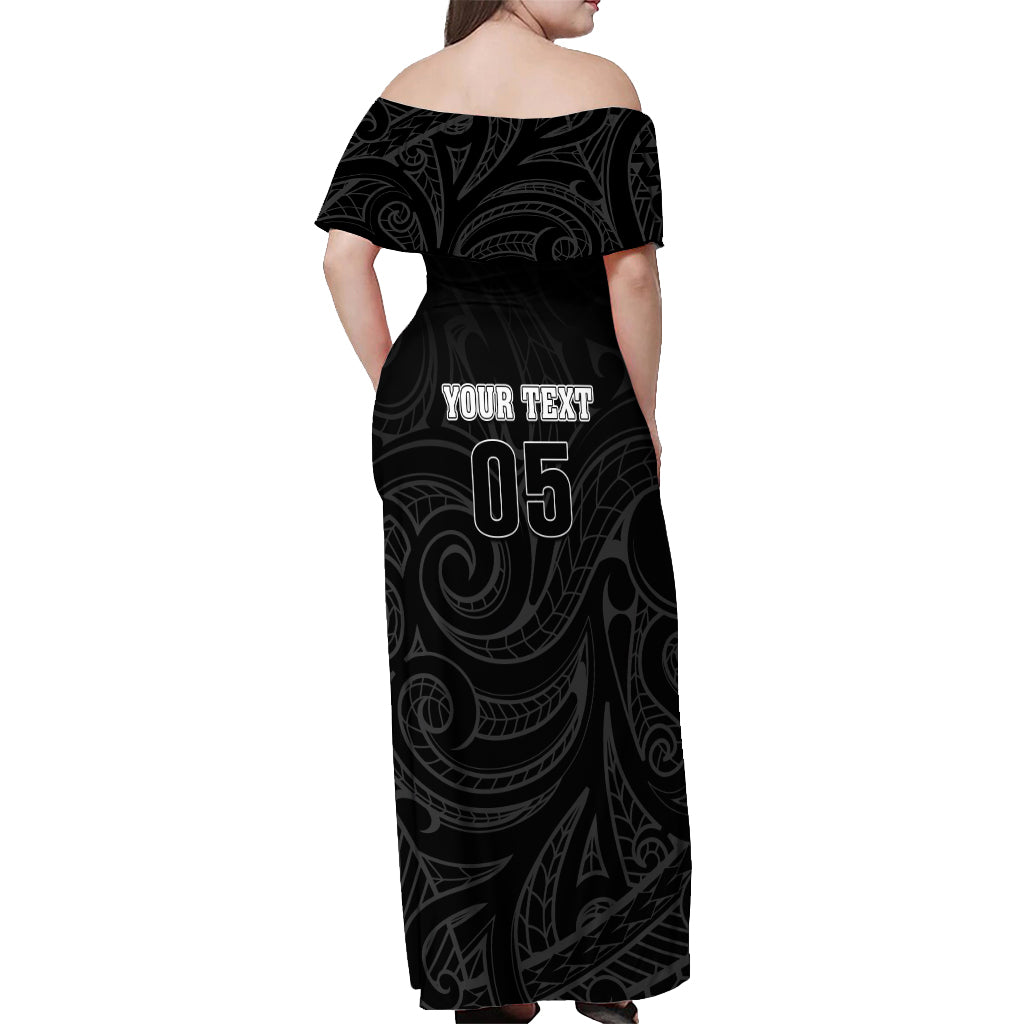 Custom New Zealand Marathon Off Shoulder Maxi Dress Maori Style