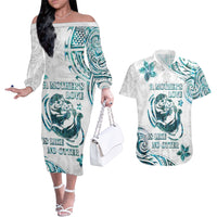 New Zealand Aotearoa Hari Ra Mama Couples Matching Off The Shoulder Long Sleeve Dress and Hawaiian Shirt A Mother's Love Is Like No Otter