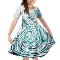 New Zealand Aotearoa Hari Ra Mama Family Matching Puletasi and Hawaiian Shirt A Mother's Love Is Like No Otter LT05 Daughter's Dress White - Polynesian Pride
