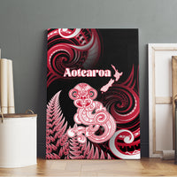 New Zealand Maori Taniwha Canvas Wall Art Silver Fern Red Version