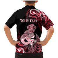 Personalised New Zealand Maori Taniwha Family Matching Mermaid Dress and Hawaiian Shirt Silver Fern Red Version LT05 - Polynesian Pride
