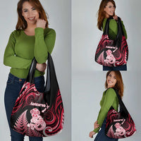 New Zealand Maori Taniwha Grocery Bag Silver Fern Red Version