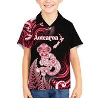 Personalised New Zealand Maori Taniwha Hawaiian Shirt Silver Fern Red Version LT05 - Polynesian Pride