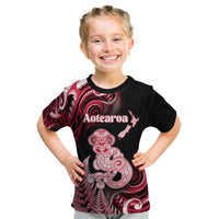 Personalised New Zealand Maori Taniwha Kid T Shirt Silver Fern Red Version LT05 Red - Polynesian Pride