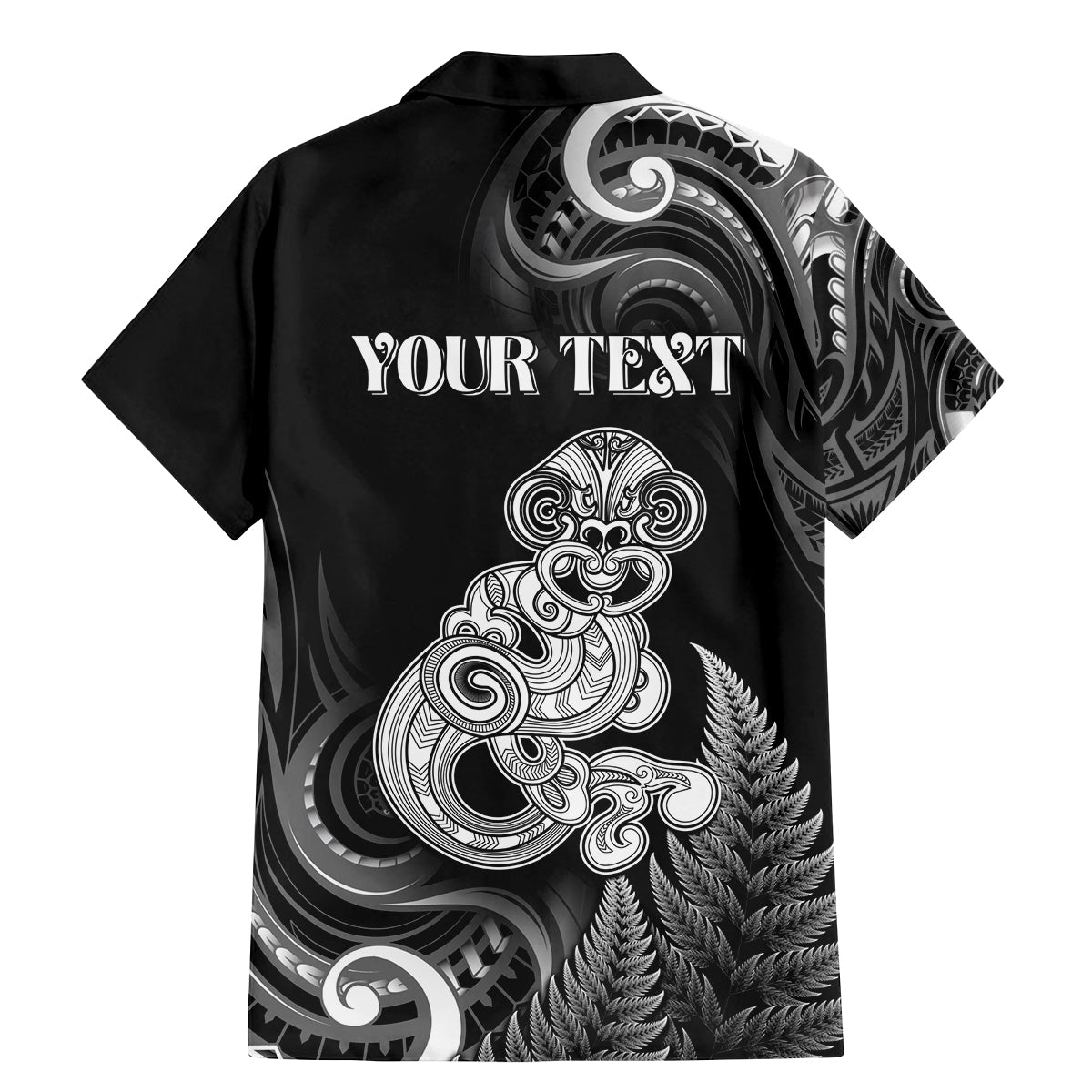 Personalised New Zealand Maori Taniwha Family Matching Mermaid Dress and Hawaiian Shirt Silver Fern Black Version LT05 - Polynesian Pride
