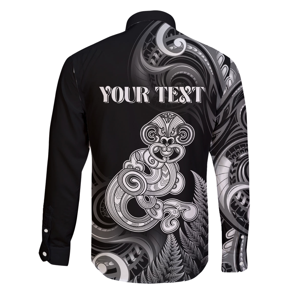 Personalised New Zealand Maori Taniwha Family Matching Mermaid Dress and Hawaiian Shirt Silver Fern Black Version LT05 - Polynesian Pride