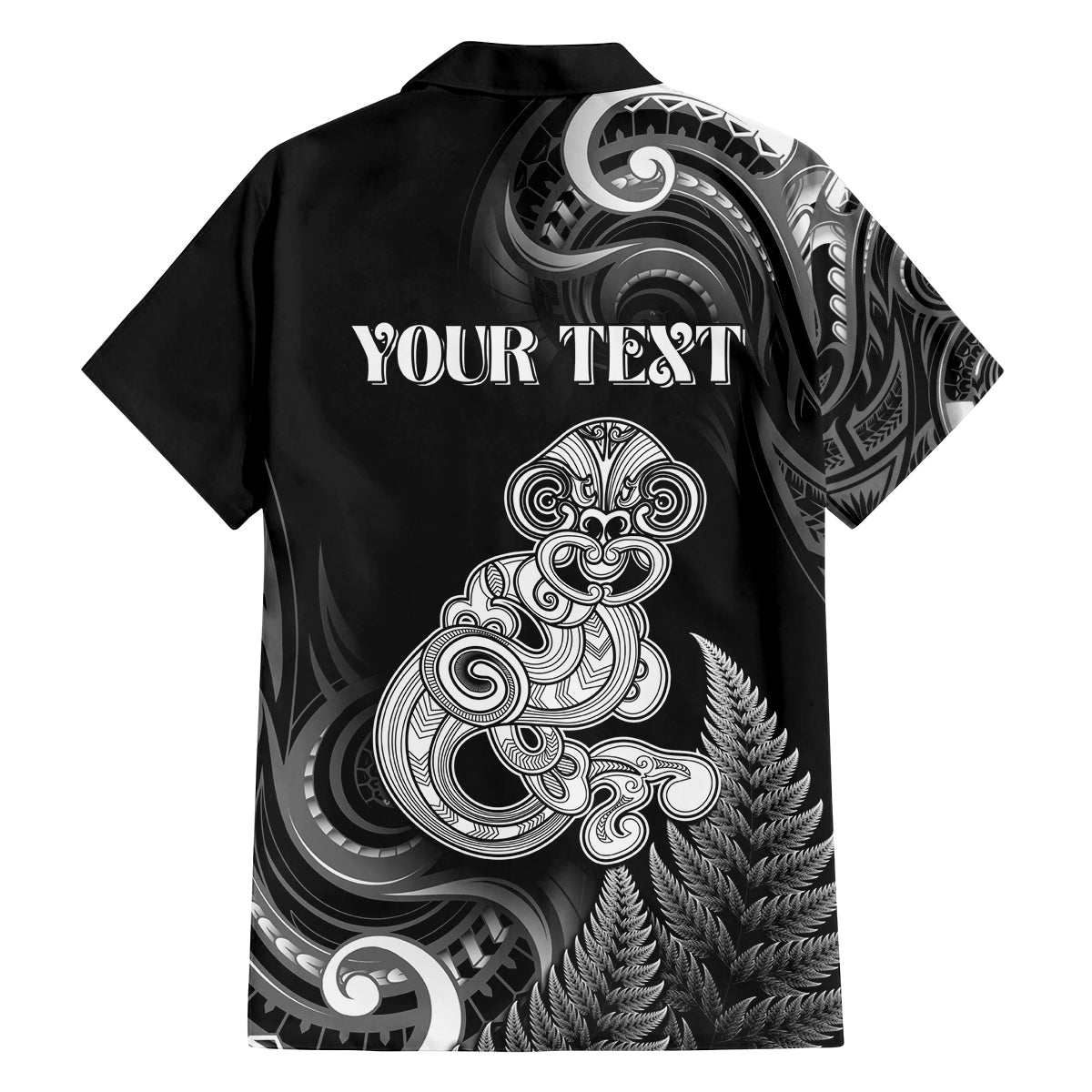 Personalised New Zealand Maori Taniwha Family Matching Summer Maxi Dress and Hawaiian Shirt Silver Fern Black Version LT05 - Polynesian Pride