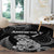 New Zealand Maori Taniwha Round Carpet Silver Fern Black Version