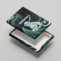 New Zealand Maori Taniwha Canvas Wall Art Silver Fern Paua Shell Version LT05 - Polynesian Pride