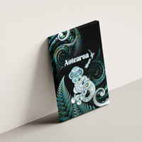 New Zealand Maori Taniwha Canvas Wall Art Silver Fern Paua Shell Version LT05 - Polynesian Pride