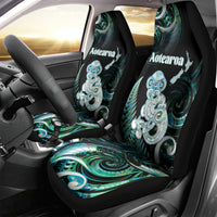 New Zealand Maori Taniwha Car Seat Cover Silver Fern Paua Shell Version